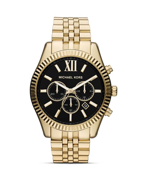 gold michael kors watch|michael kors lexington chronograph watch.